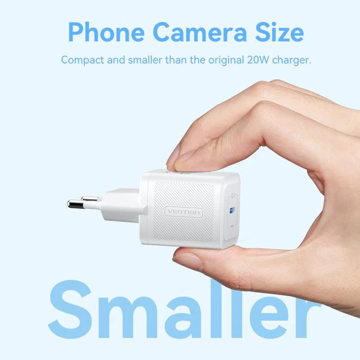Vention FEpp0-EU Cargador de Pared 20W con 1 Puerto USB-C GAN